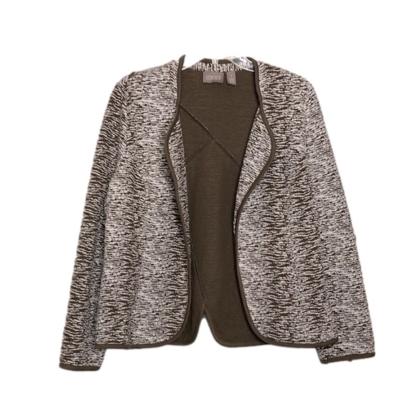 Chico’s Size 1 - Cotton Blend Knit Open Front Blazer w Pockets - Size 8 (Medium) - Picture 1 of 7